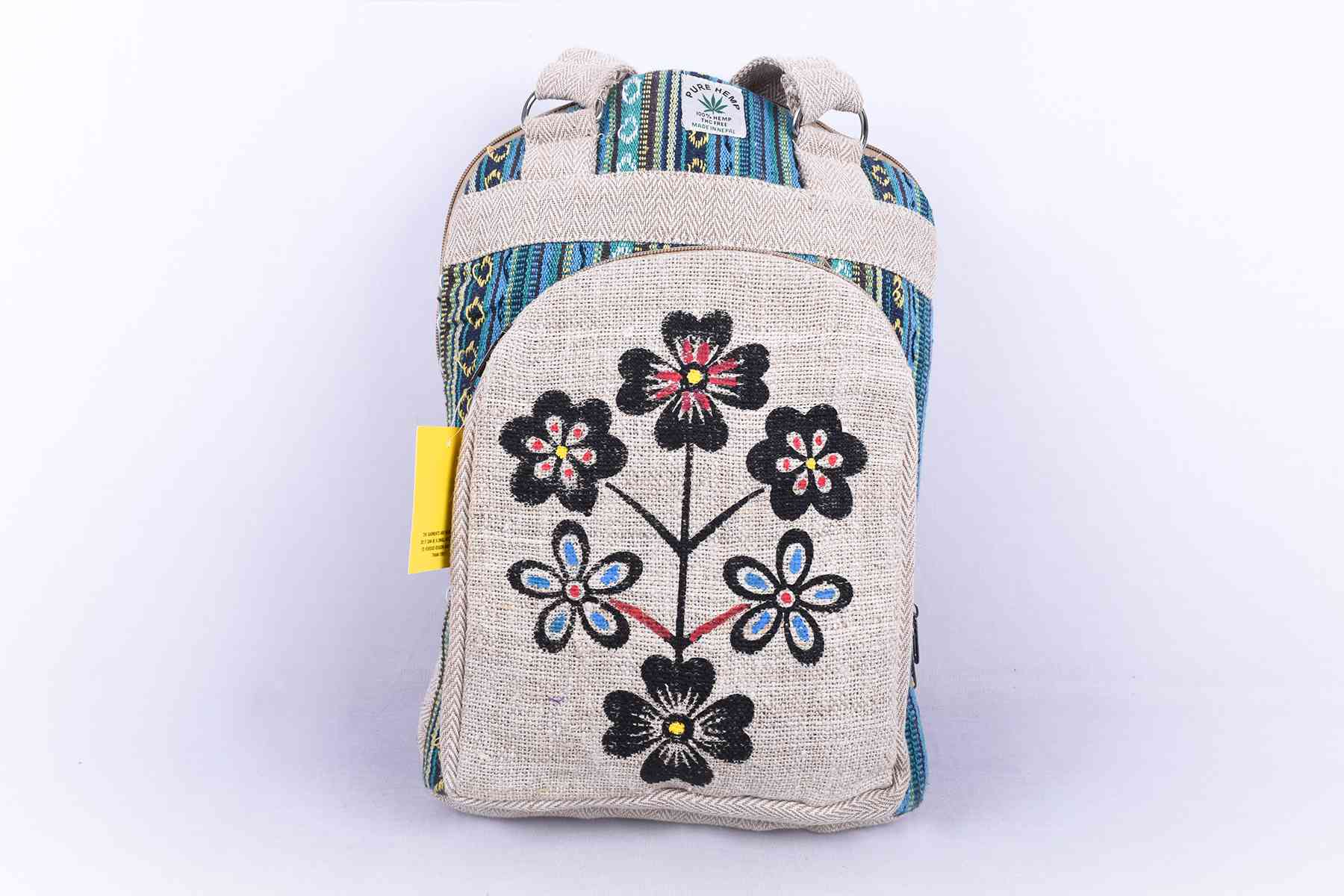 Flower Print Hemp Backpack