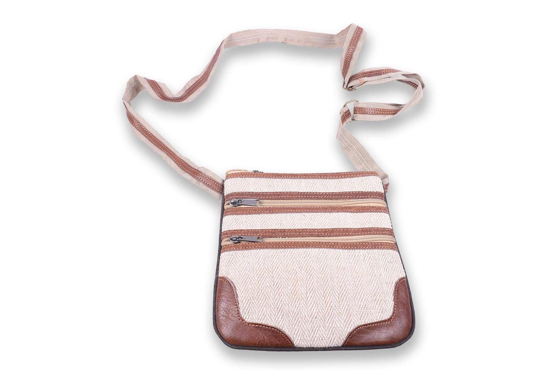 Hemp Leather Four Zip Bag