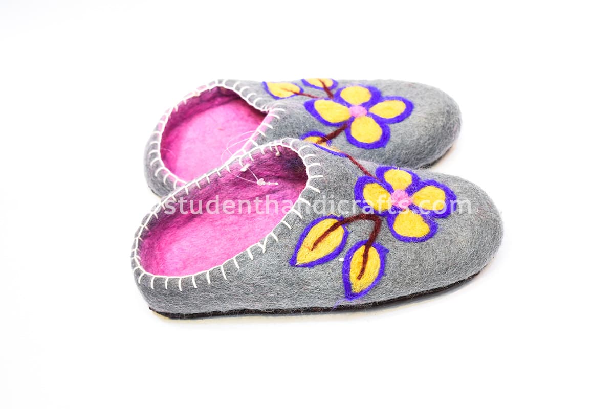 Felt Mustard Flower  Woolen Shoes - 2