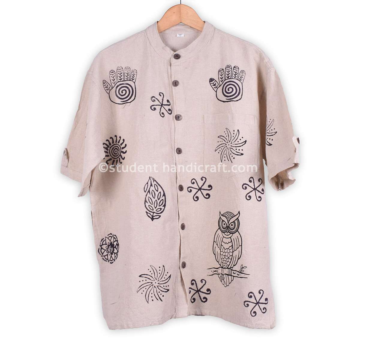 Cotton Block Print Coconut skin Button Shirt