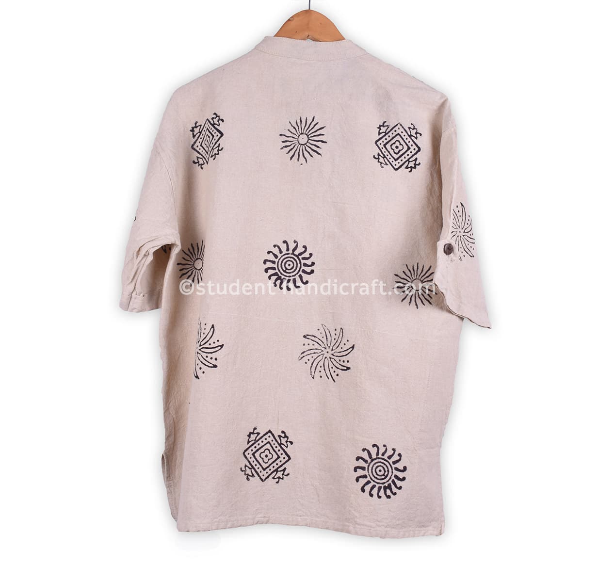 Cotton Block Print Coconut skin Button Shirt - 2