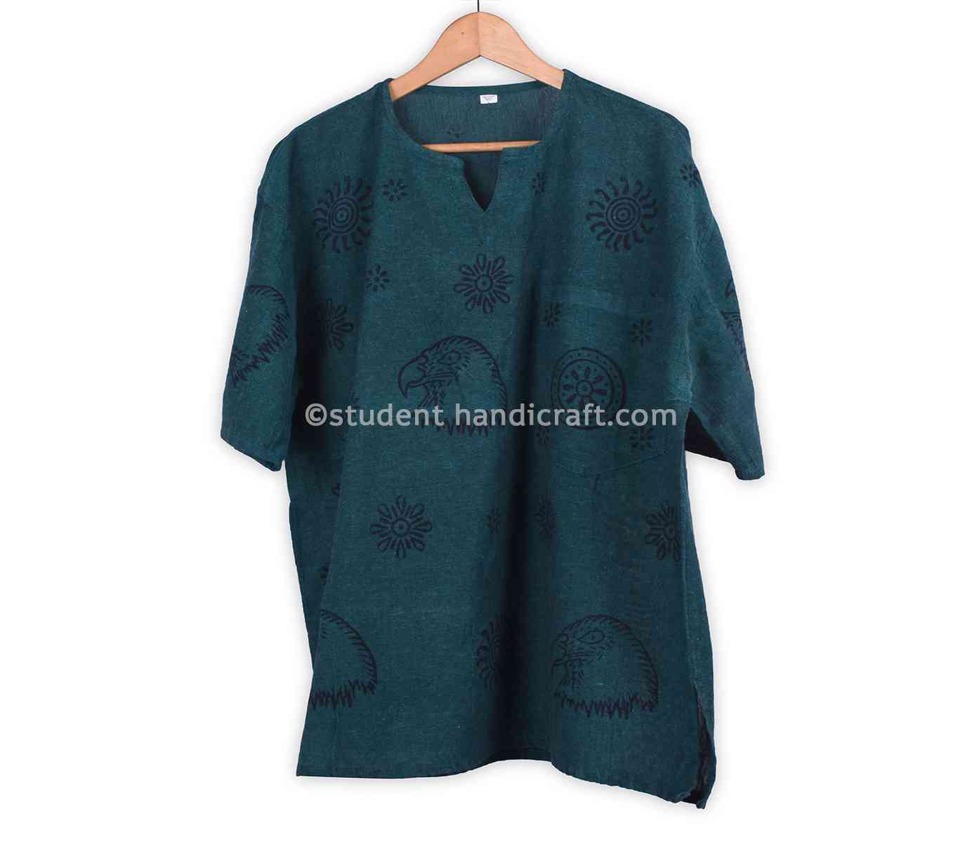 Cotton Khadar Block Print Kurtha