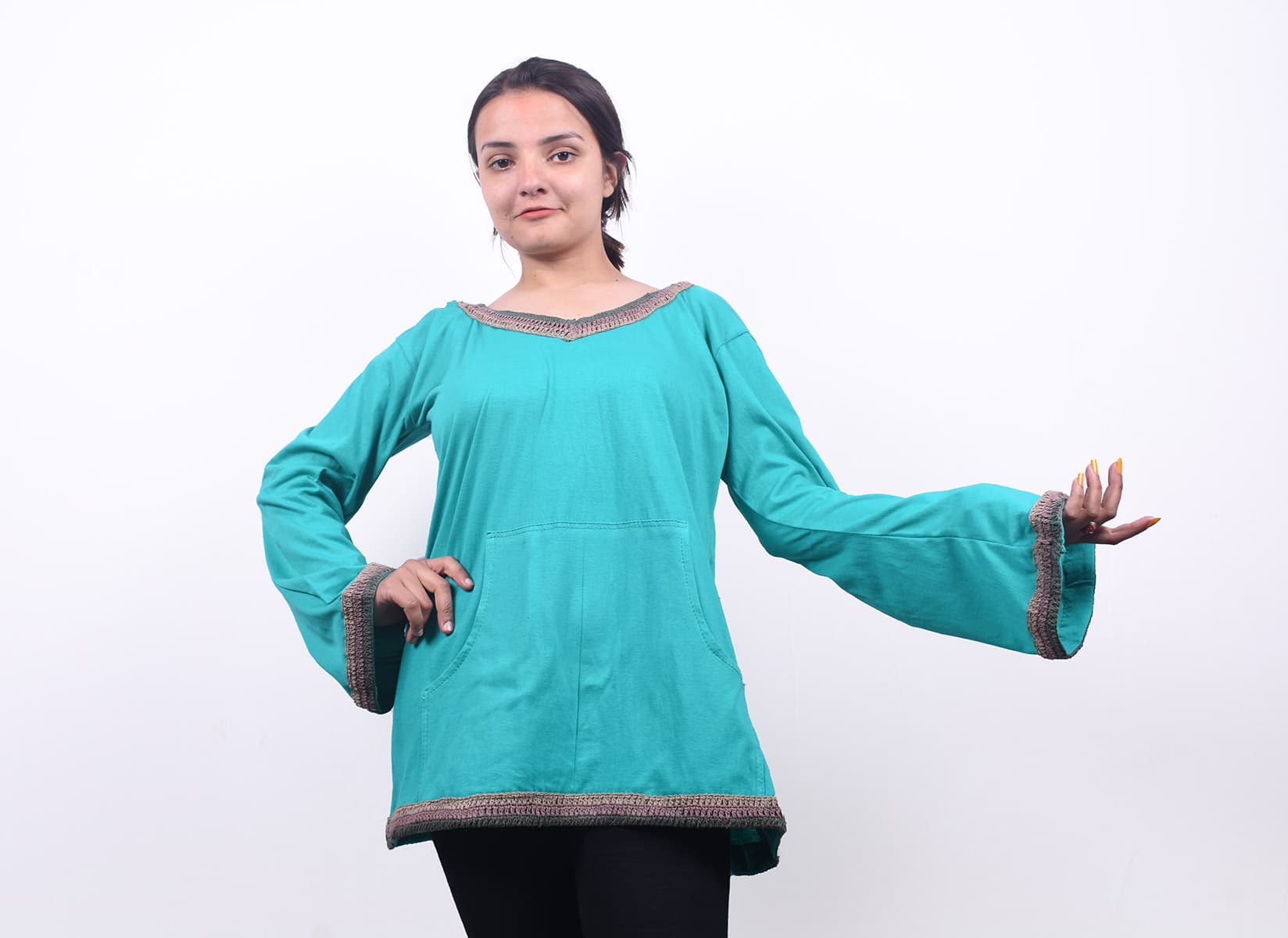 Blue Color Cotton Top - 2