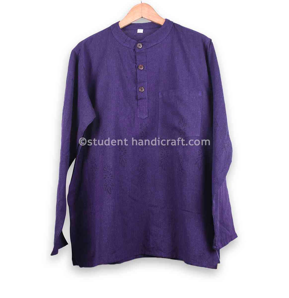 Cotton Gentel Purple  3 Botton Kurtha