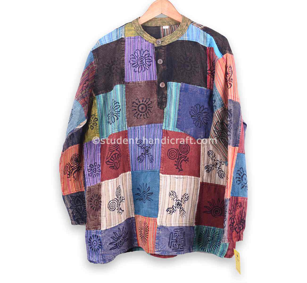 Cotton  Block Print Patch Stone Washed  Kurtha