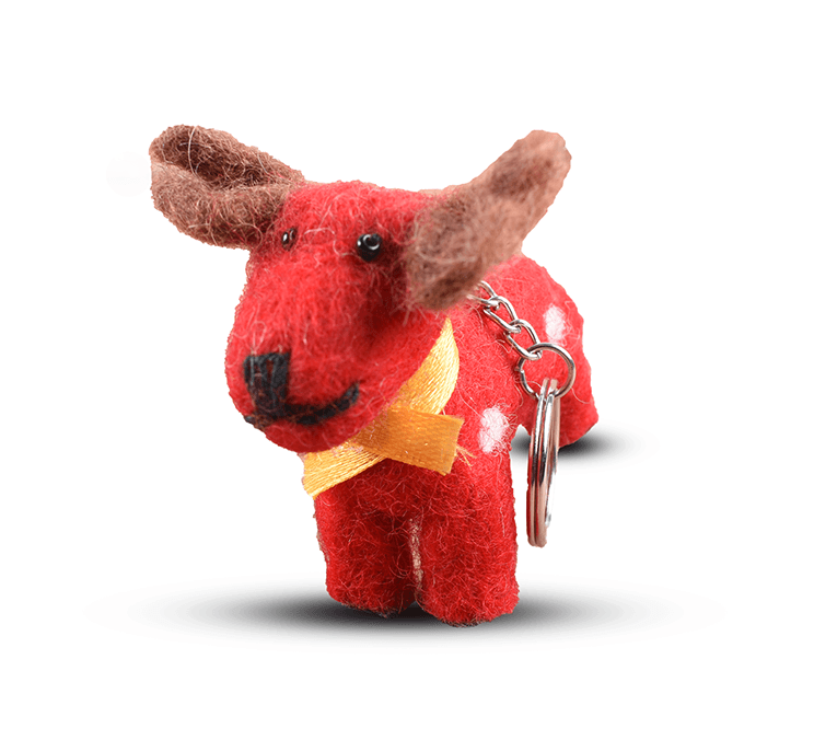 Felt Dog Design Key Ring