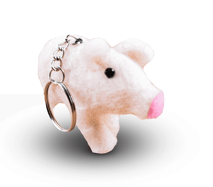 Felt Pig Design Key Ring