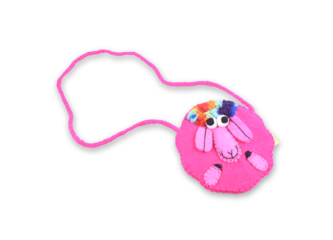 Felt Sheep Face Stripe Bag