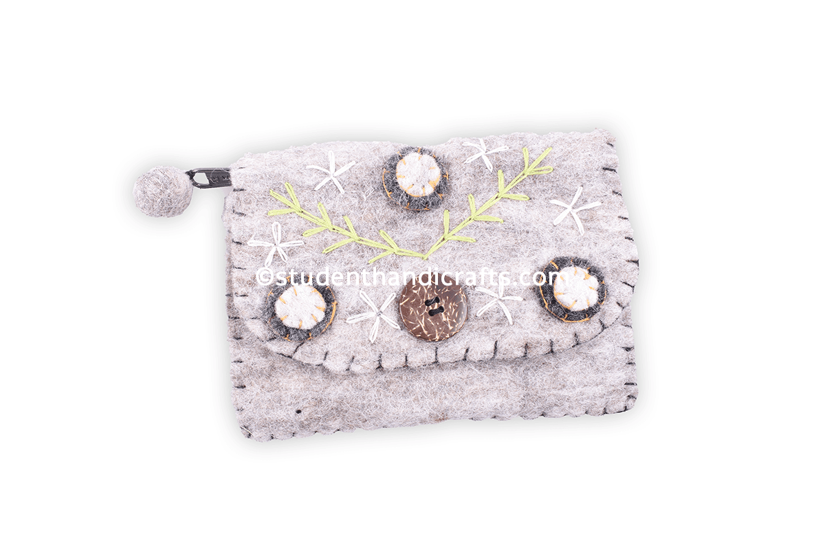 Felt Brown Button Purse