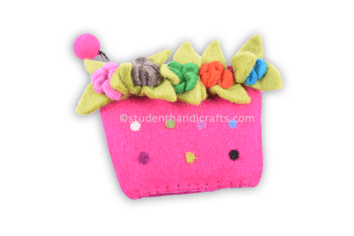 Felt Flower Basket Design  Purse