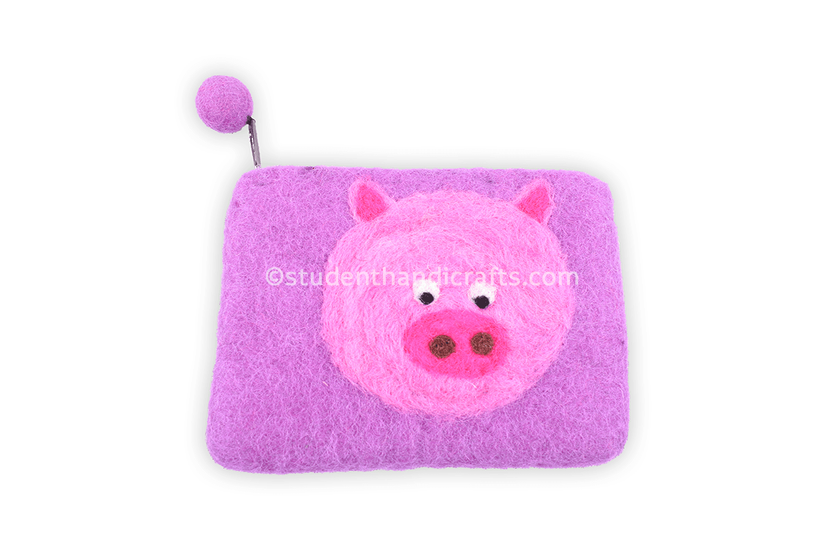 Felt Pig Face Purse