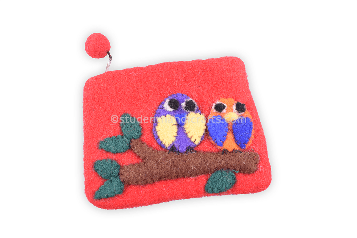 Felt Couple Parrot Purse