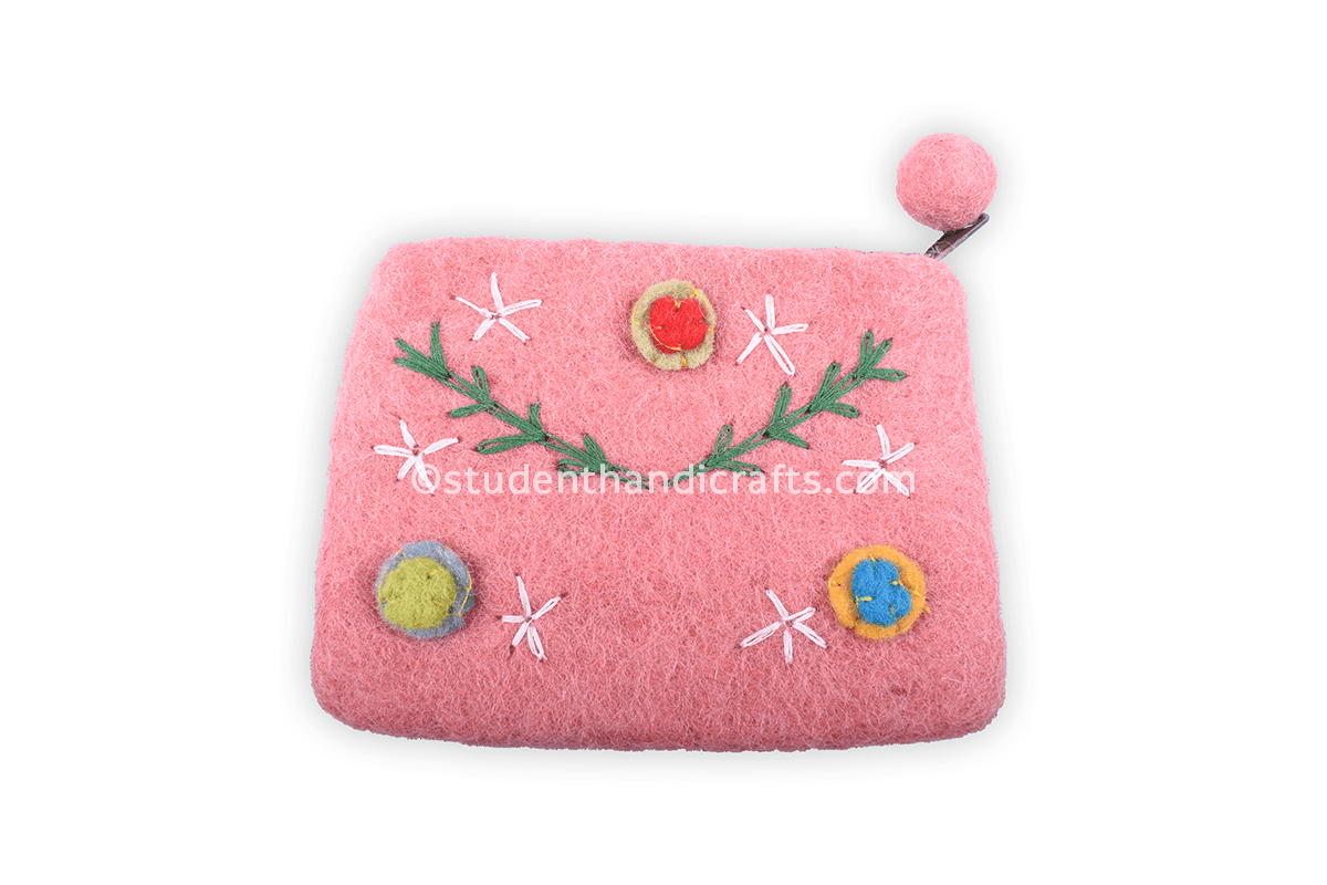 Felt Flower and Leaf Purse