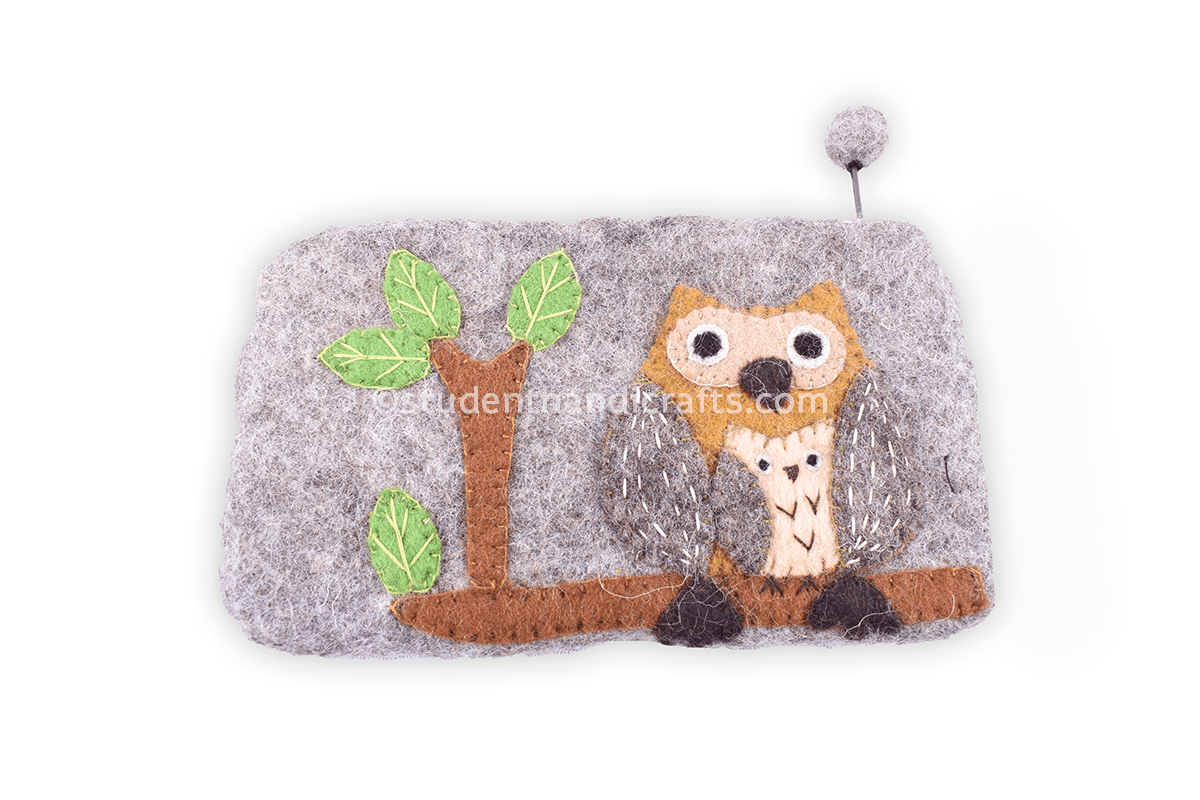 Felt Branch And Owl Purse