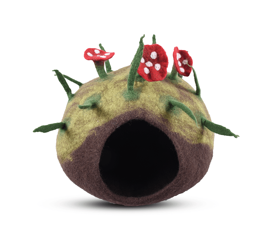 Mushroom Flower Felt Cat House