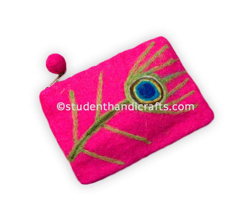 Felt Peacock Feather Purse