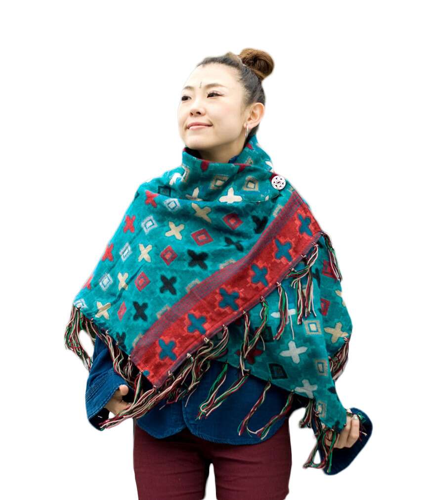 Blueish Yak Wool Shwal Pancho
