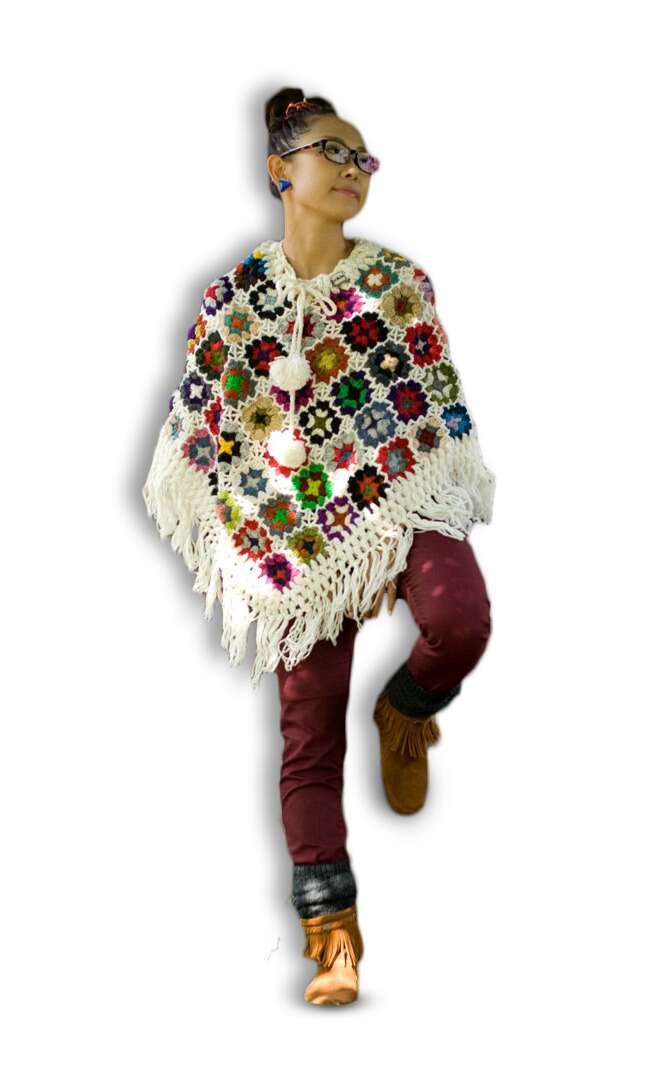 Woolen Crochet Flower Pancho