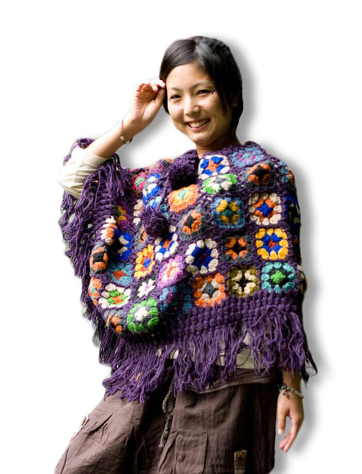 Woolen Purple Pancho