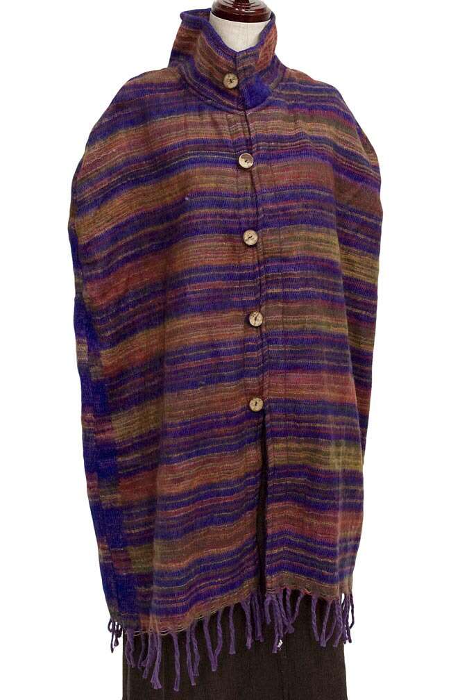 Coconut Button Acrylic Pancho