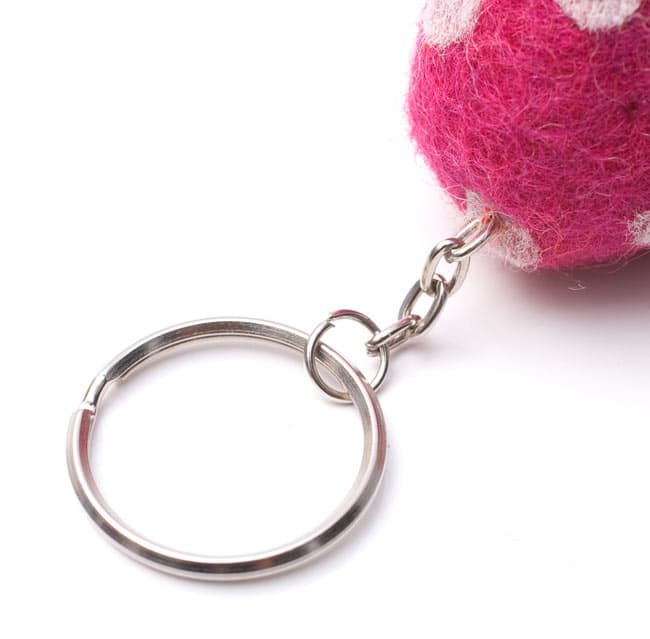 Pink Design Felted Key Ring - 3