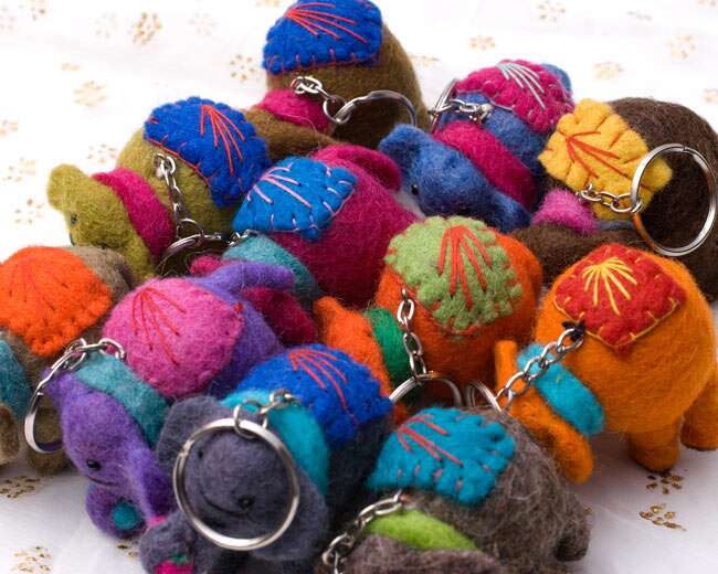 Elephant Design Felt Key Ring