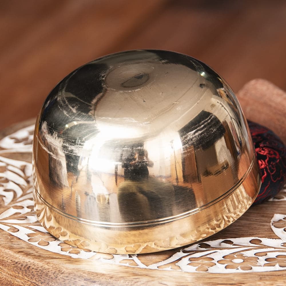 Simple singing bowl with line pattern 11.3cm - 5