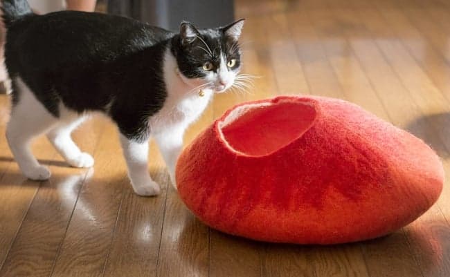 Orange Felt Cat Cave - 3