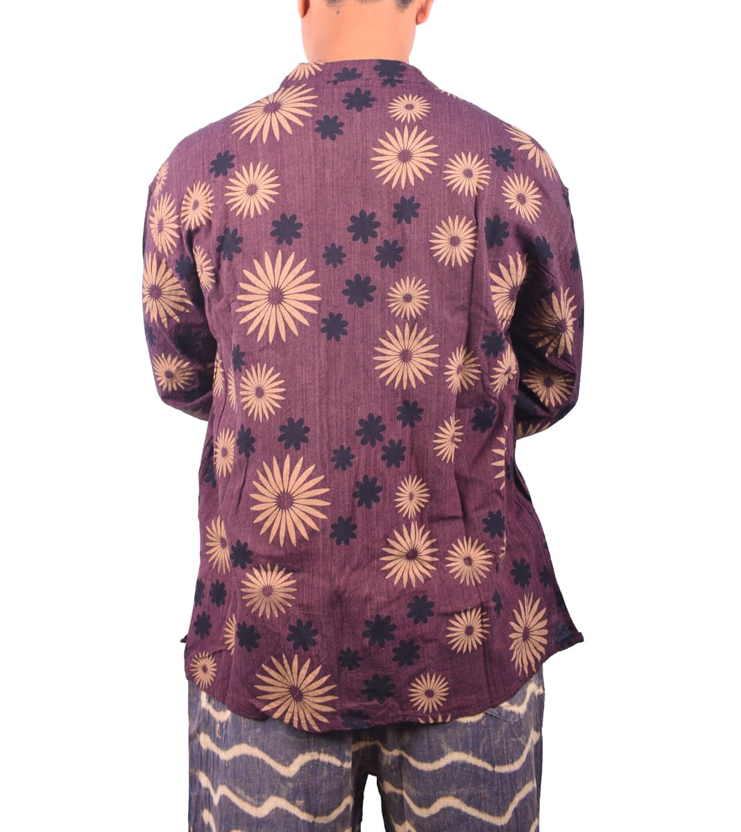 Flower Printed Brown Kurtha - 2