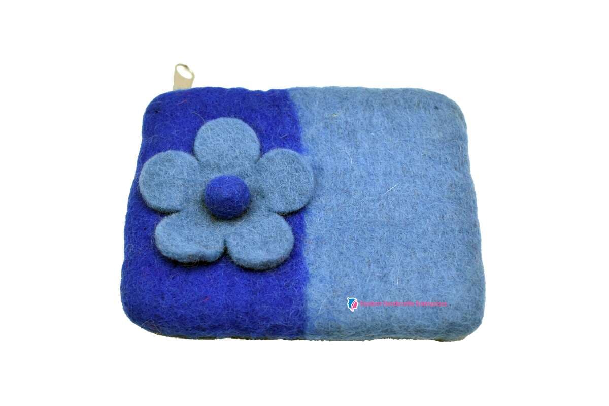 Flower Attach Blue Purse