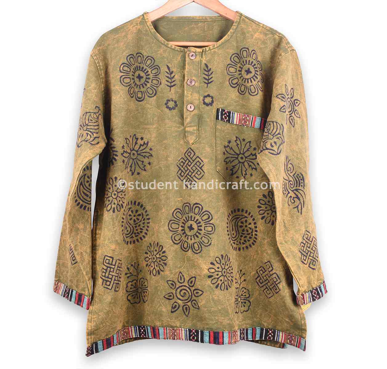 Bhutani Stripe Block Print Cotton Kurtha