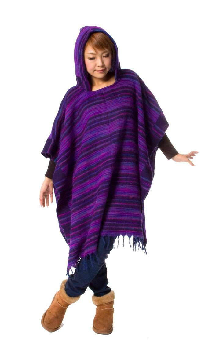 Purple Unisex   Woolen Pancho