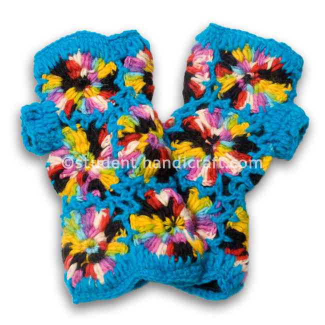 Flower Blue Woolen Hand Knitter