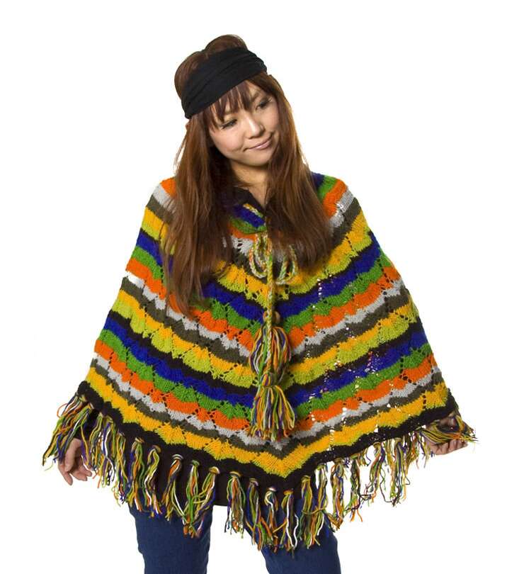 Woolen Colorful Stripe Pancho